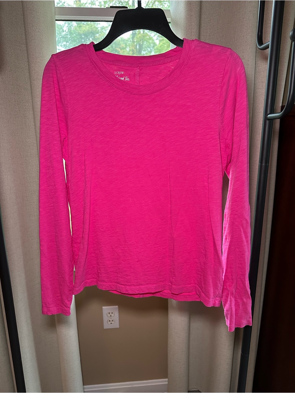 J. Crew Hot Pink Long-Sleeve Crewneck Tee